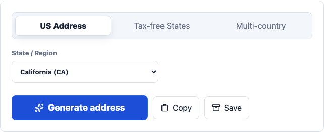 California selected in the English AddressLab US Address Generator